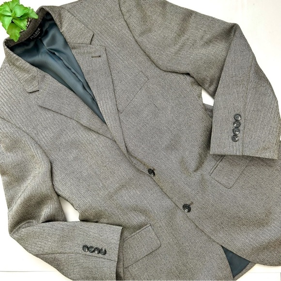 Jos A Bank Sport Coat Gray Herringbone Silk Camel Hair Blazer Size 40 Regular - Picture 2 of 11